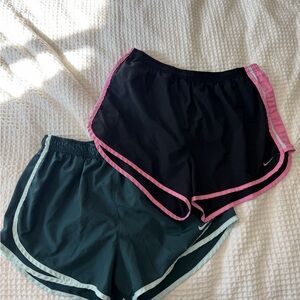 Nike Women's Athletic Shorts - Black with Pink and Green with White
